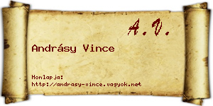 Andrásy Vince névjegykártya